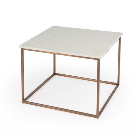 HOMEROOTS 18 x 24 x 24 in. Copper Marble & Metal Coffee Table 389924